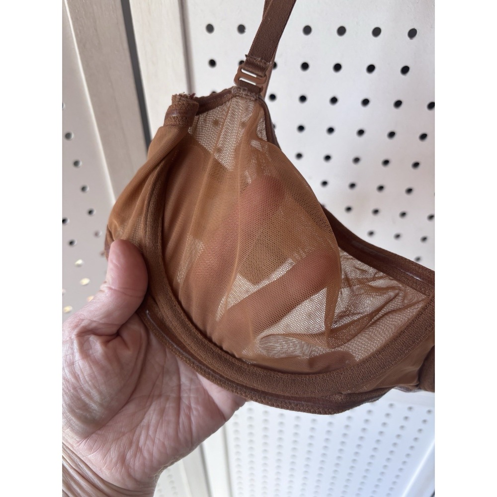 SKIMS Ultra Fine Mesh Underwire Bra Brown Women's 34DD Adjustable Straps - Picture 10 of 10